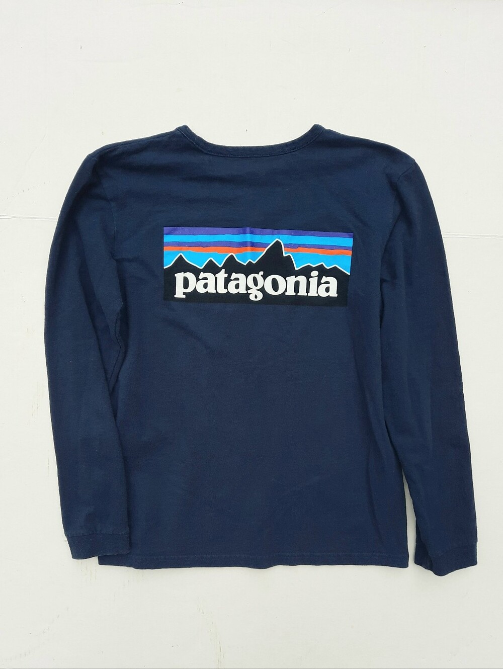 PATAGONIA Navy Long Sleeve Tee, Recycled Bottles and Cotton